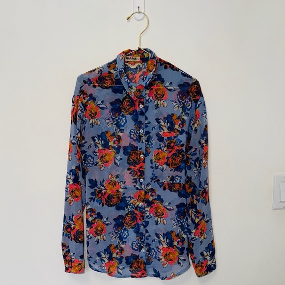 Garage Tops - Gorgeous Vintage Garage See Through Floral Summer Garden Party Blouse 👚